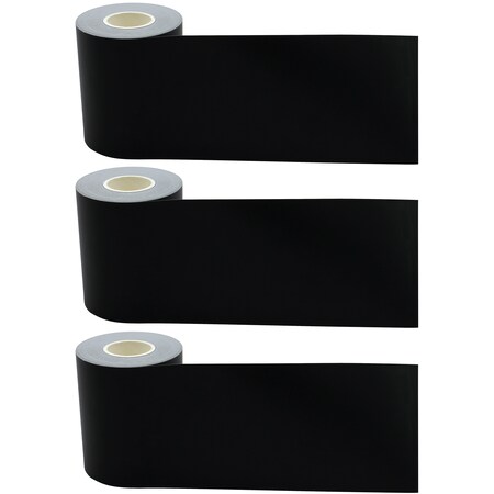 Teacher Created Resources Black Straight Rolled Border Trim, 50 Feet Per Roll, PK3 TCR8925